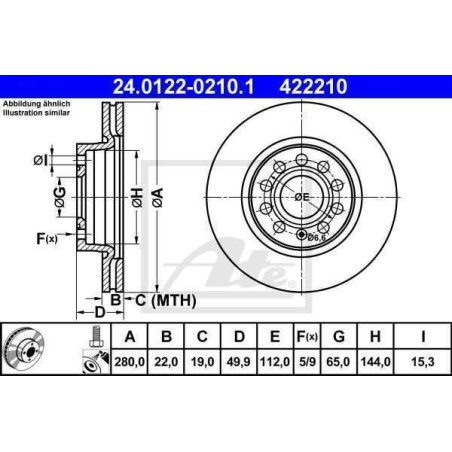 Klocki + tarcze przód ATE SEAT ALTEA 5P1 / XL 280 mm