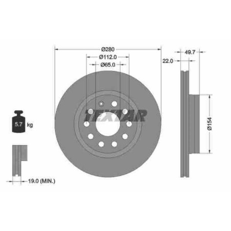 Klocki + tarcze przód TEXTAR AUDI A3 II 2 8P1 8PA 280 mm