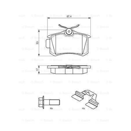 Klocki hamulcowe tył Bosch AUDI A3 II 2 8P1 8PA 255 mm