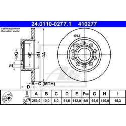 Klocki + tarcze tył ATE SEAT ALTEA 5P1 / XL 255 mm