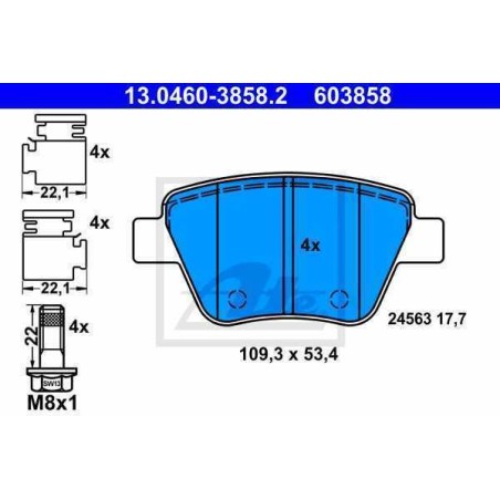 Klocki hamulcowe tył ATE VW JETTA VI 6 272 mm