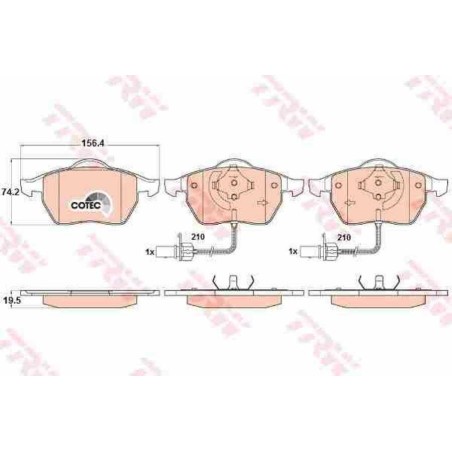 Klocki hamulcowe przód TRW VW PASSAT B5 288 312 mm