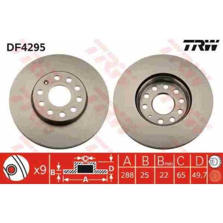 Klocki + tarcze przód TRW SKODA SUPERB II 2 288 mm