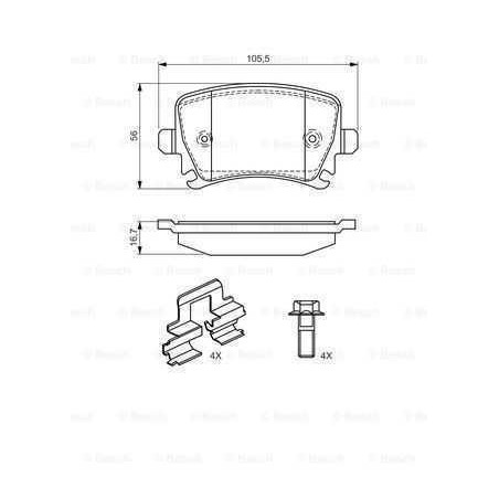 Klocki hamulcowe tył Bosch SKODA OCTAVIA II 2 260 mm