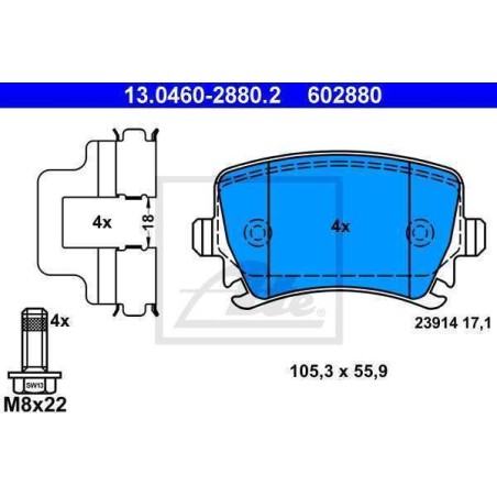 Klocki hamulcowe tył ATE VW CADDY III 3 2K 260 mm