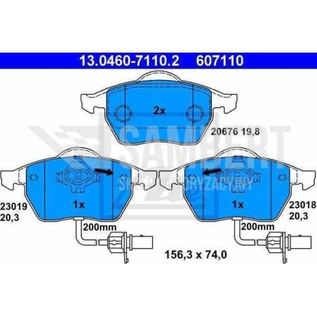 Klocki hamulcowe przód ATE VW PASSAT B5 FL 288 312 mm