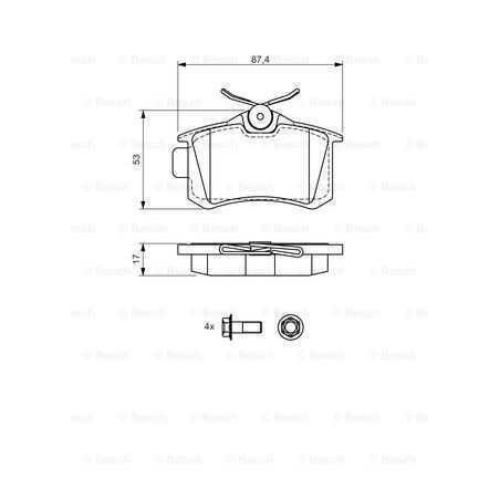 Klocki hamulcowe tył Bosch AUDI A1 8X1 8XA 232 mm