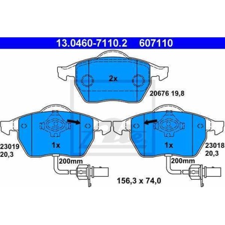 Klocki hamulcowe przód ATE AUDI A6 C5 288 312 mm