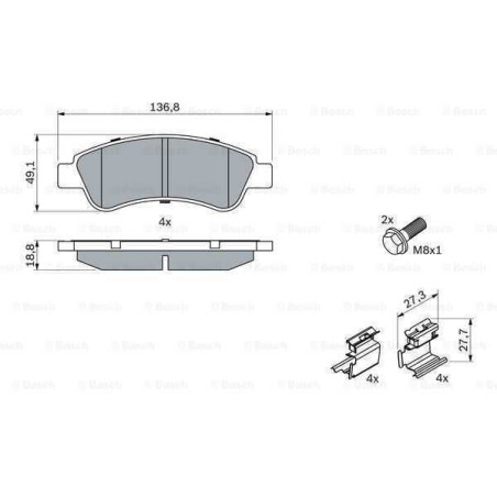 Klocki hamulcowe przód bosch CITROEN C3 II 2 266 mm