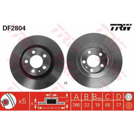 Klocki + tarcze przód TRW AUDI A3 I 1 8L1 280 mm