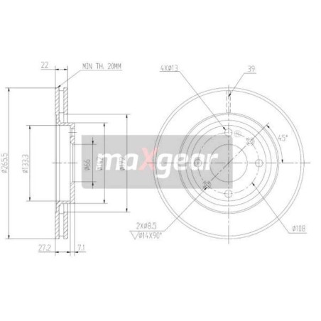 Klocki + tarcze hamulcowe przód maxgear PEUGEOT PARTNER I 1 266 mm