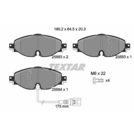 Klocki hamulcowe przód textar Audi A3 III 3 8v1 8va 288 312 mm