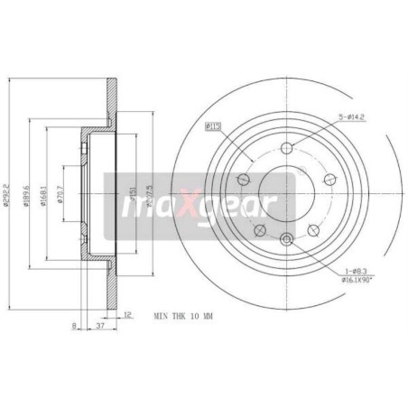 Klocki + tarcze hamulcowe tył maxgear OPEL ASTRA J IV 4 292 mm