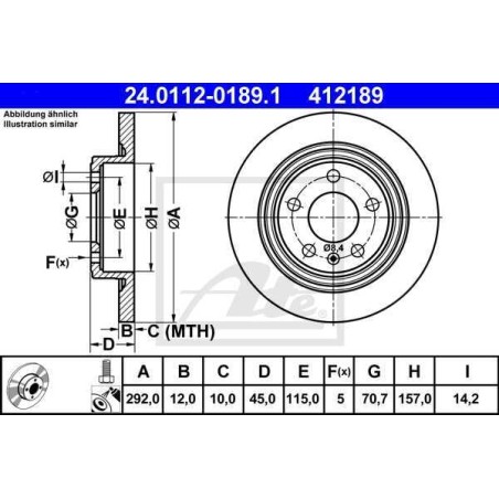 Klocki + tarcze hamulcowe tył ATE OPEL ASTRA J IV 4 292 mm