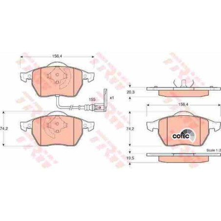 Klocki hamulcowe przód TRW AUDI A3 I 1 8L1 288 mm