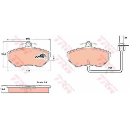 Klocki hamulcowe przód TRW VW PASSAT B5 280 mm