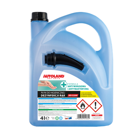 Autoland płyn biobójczy Bio Clean z atestem do dezynfekcji rąk 70% 4L