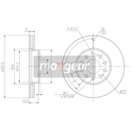 Klocki + tarcze przód maxgear SKODA OCTAVIA II 2 288 MM