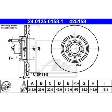 Klocki + tarcze przód ATE VW PASSAT B7 312 MM