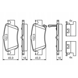 Klocki hamulcowe tył bosch TOYOTA COROLLA E15 X