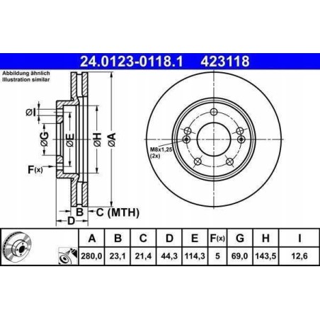 Klocki + tarcze przód ate HYUNDAI i30 II 2 GD