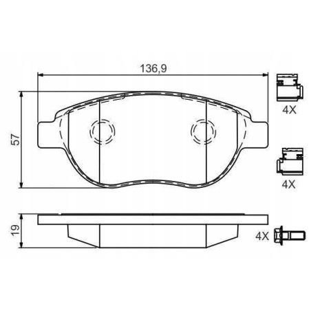 Klocki hamulcowe przód bosch CITROEN C4 I 1 283 mm