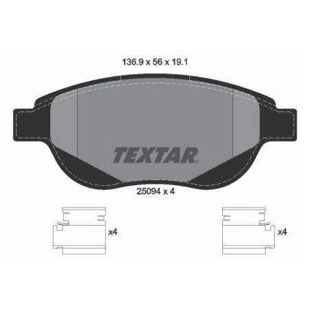 Klocki + tarcze przód TEXTAR PEUGEOT 207 283 mm