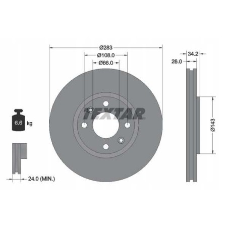 Klocki +tarcze przód TEXTAR OPEL CROSSLAND X 283mm