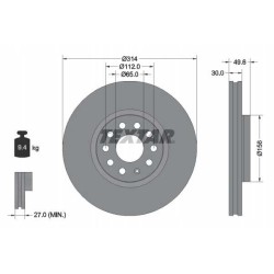 Klocki + tarcze przód textar SEAT TARRACO 314 mm