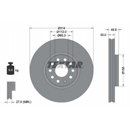 Klocki + tarcze przód textar SEAT TARRACO 314 mm