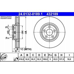 Klocki tarcze przód ate FORD GALAXY III 3 316 mm