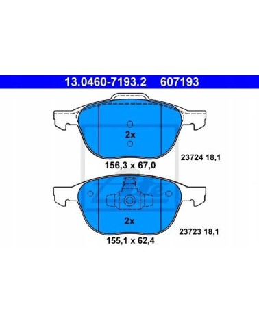 Klocki + tarcze przód ate FORD C-MAX II 2 278mm