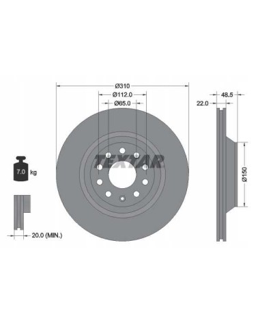 Klocki + tarcze tył AUDI A3 III 3 8V1 8VA 310 mm